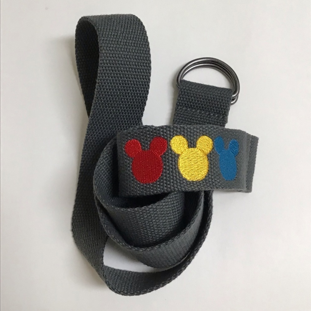 Disney Belt Mickey Mouse Ears Embroidered Adult SZ 42 XL Dark Gray D Ring Canvas - Picture 1 of 7